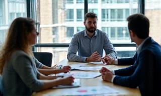 Consulente di rete discute una strategia con clienti